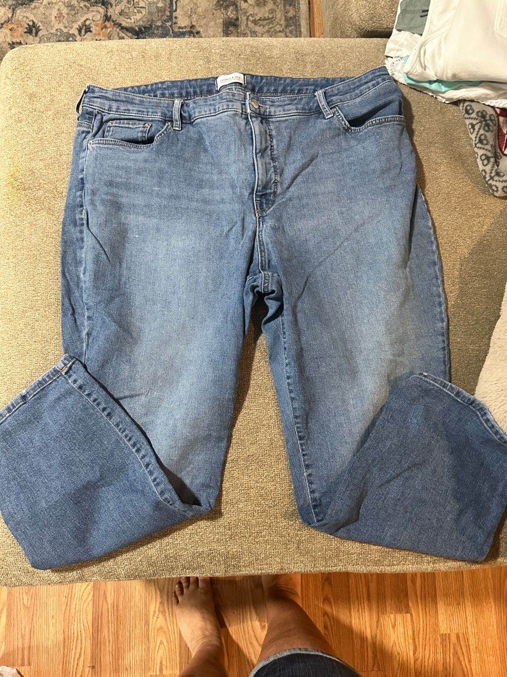 crown & ivy Medium Blue Straight Leg Jeans